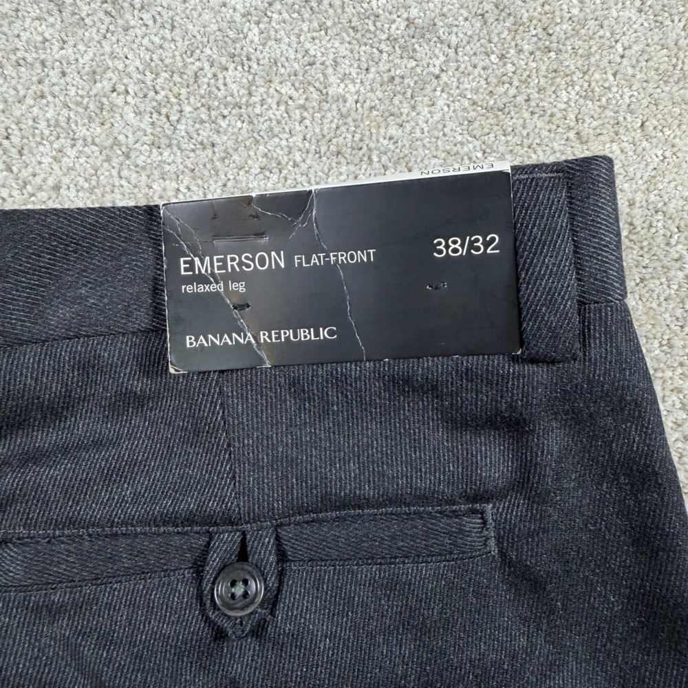 Banana Republic Emerson Trousers Mens 38x32 Gray 100% Wool Relaxed Leg NEW - Picture 5 of 10